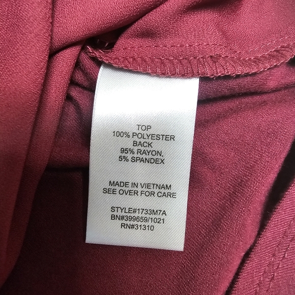 NWT Fortune+Ivy Burgundy Dondria Mixed Material Blouse Size XL - Picture 7 of 8